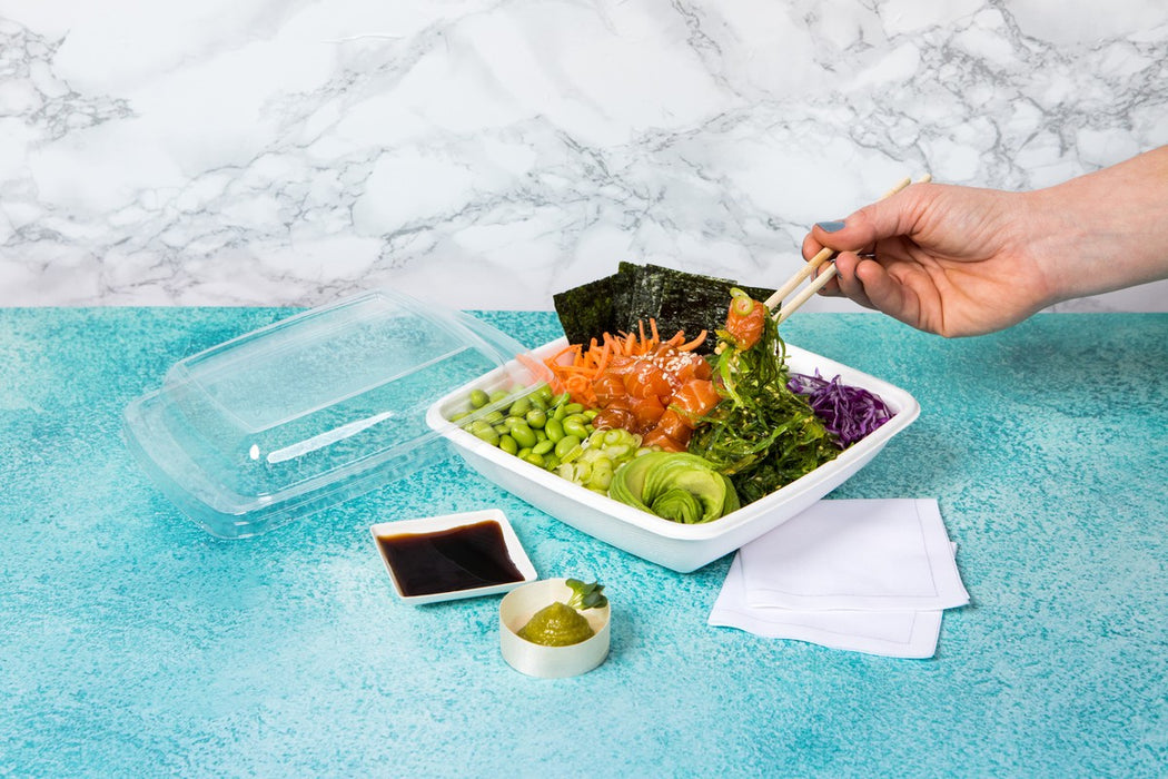 Mini plato cuadrado de pulpa blanco 65x65mm - 300Uds