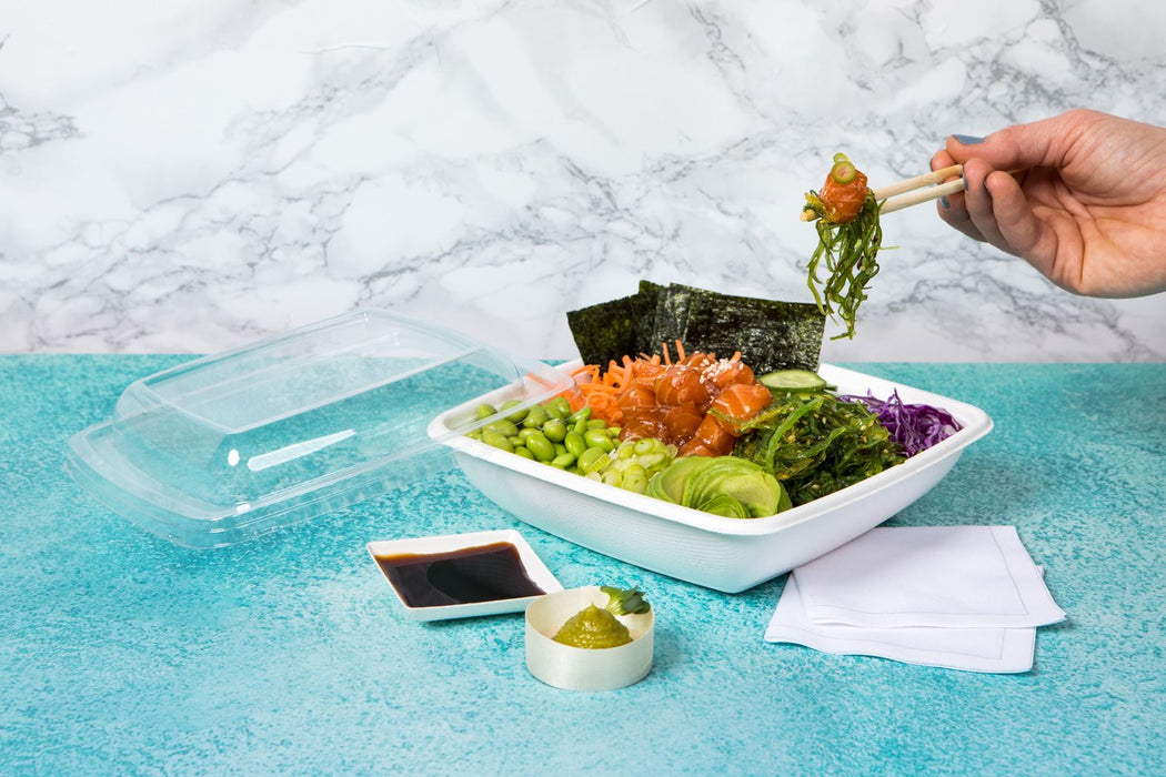 Mini plato cuadrado de pulpa blanco 65x65mm - 300Uds