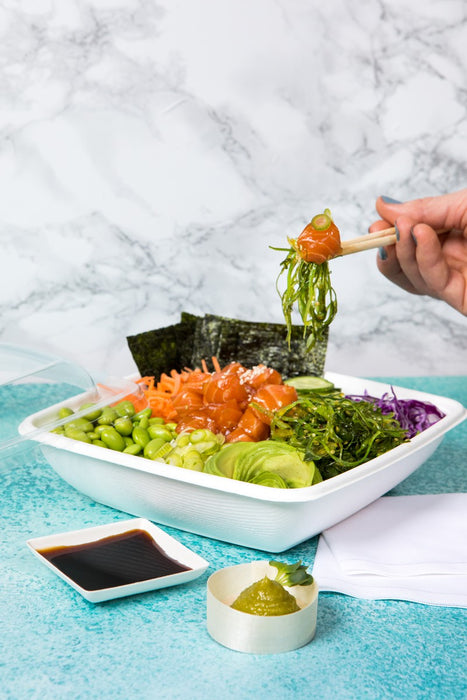 Mini plato cuadrado de pulpa blanco 65x65mm - 300Uds