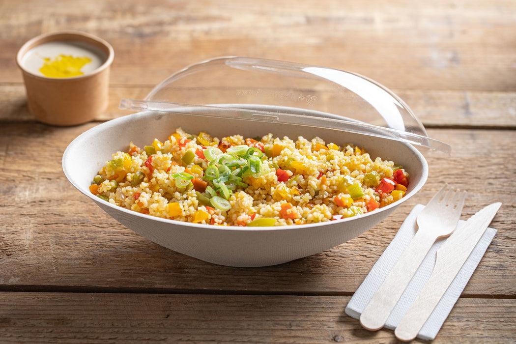 Bol ovalado de pulpa marrón BioNchic 1500ml 270x165mm A77mm - 100Uds