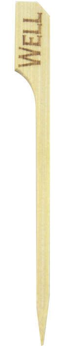 Pincho de bambú Teppo Gushi para carne con inscripción Well (bien hecho) 90mm - 100Uds