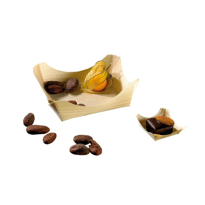 Platito cuadrado de madera Ø85mm A35mm - 100Uds