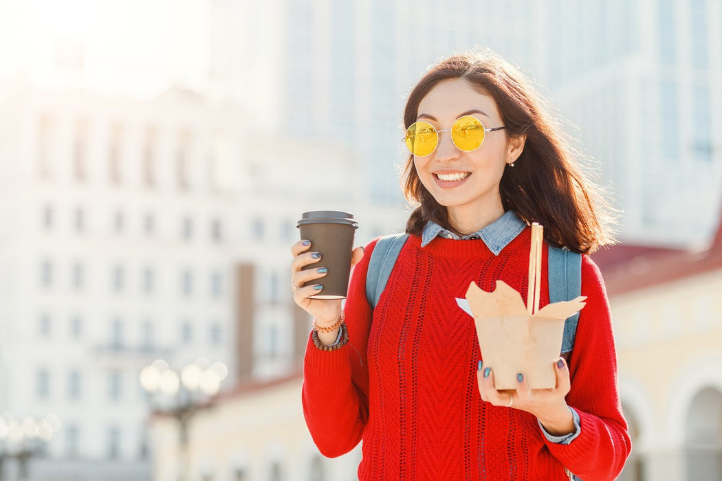 Caja redonda de cartón kraft con cierre ranura 550ml 72x87mm A95mm - 50Uds