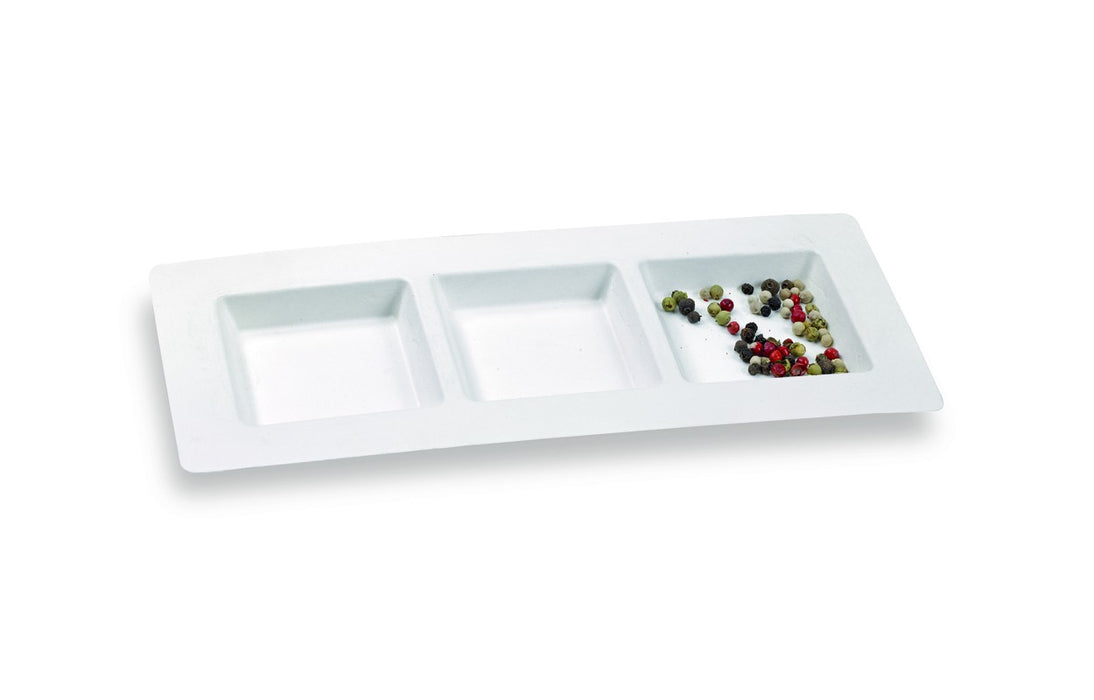 Plato de pulpa 3 compartimentos Tapas 260x110mm - 50Uds