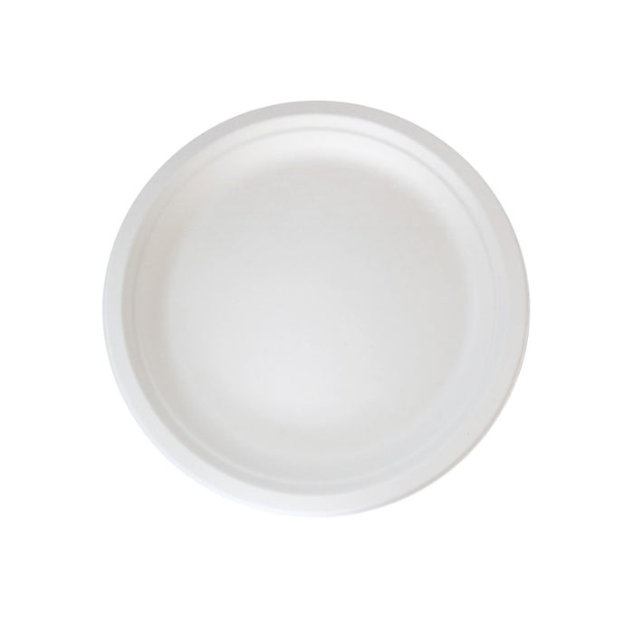 Plato redondo de caña de azúcar blanco Ø110mm - 125Uds