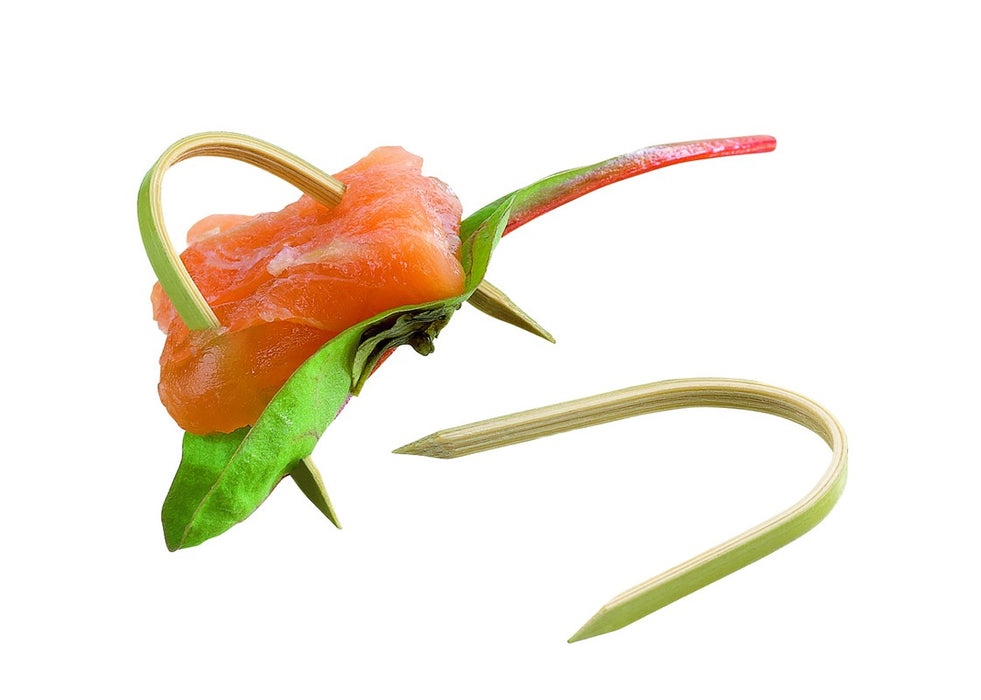 Pincho de bambú en forma de U con extremo en punta 40mm 55mm - 100Uds