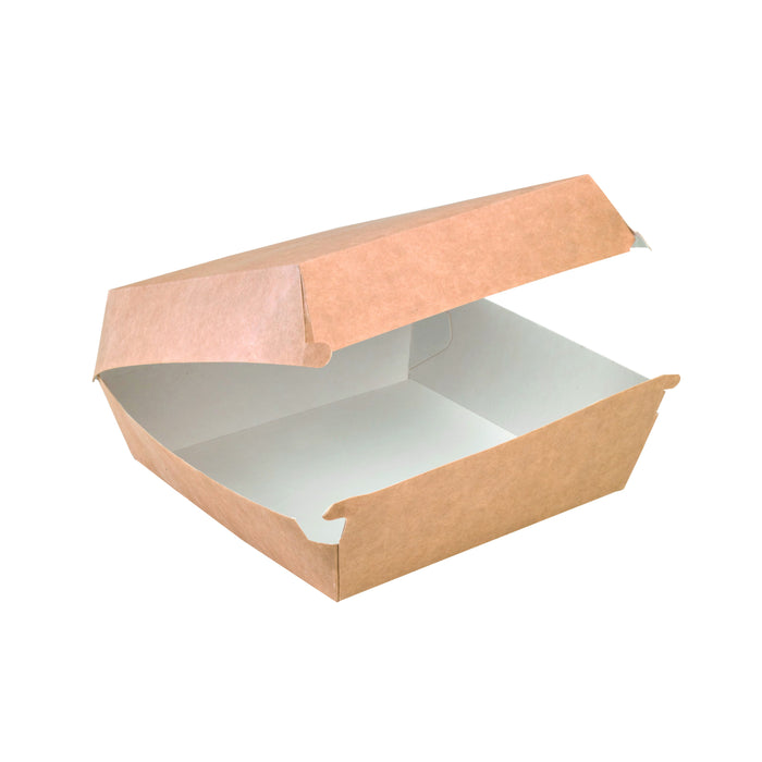 Caja de cartón kraft para hamburguesas 190x180mm A75mm - 100Uds