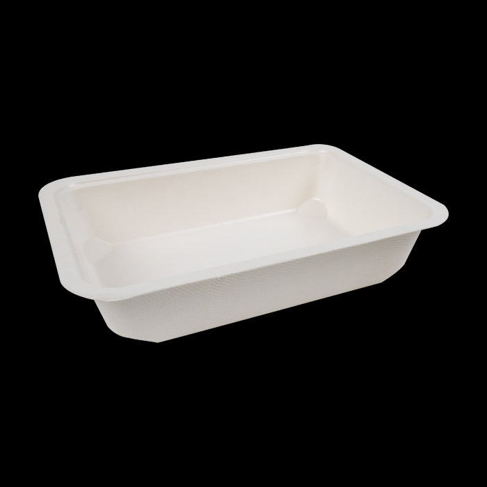 Bandeja de Pulpa laminado PLA sellable 750ml 190x137mm A40mm - 100Uds