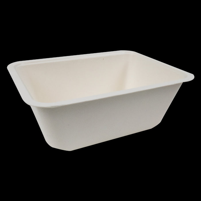 Bandeja de Pulpa laminado PLA sellable 1200ml 190x137mm A70mm - 100Uds