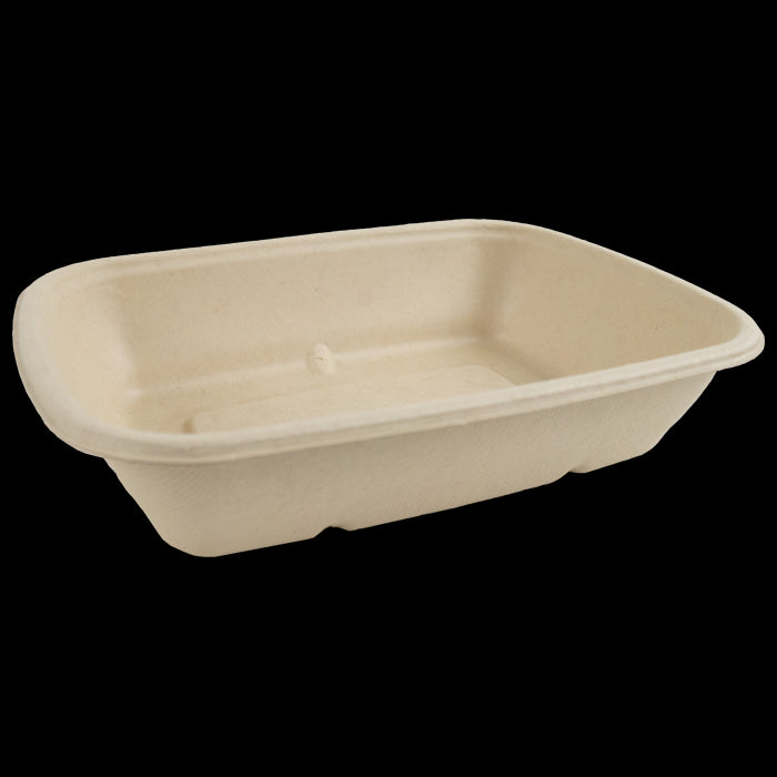 Bandeja rectangular de fibra de caña de azúcar marrón 1000ml 215x158mm A50mm - 50Uds