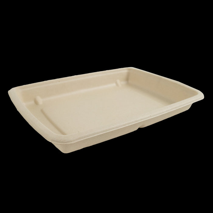 Bandeja rectangular de fibra de caña de azúcar marrón 226x162mm A27mm - 50Uds