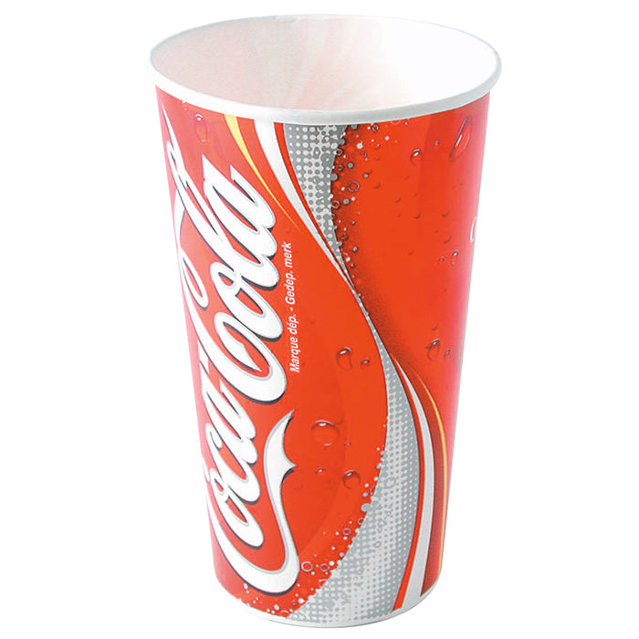 Vaso de cartón con decoración Coca Cola 800ml 50x40mm - 500Uds