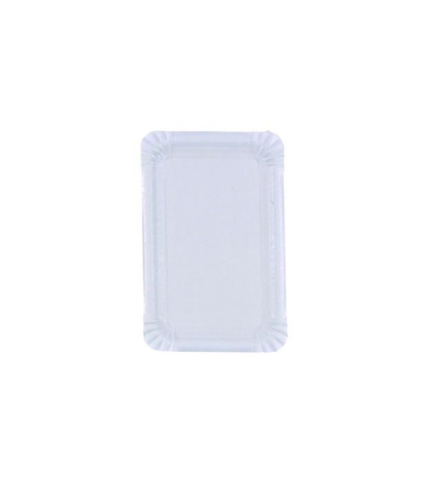 Plato rectangular de cartón blanco 160x105mm - 100Uds