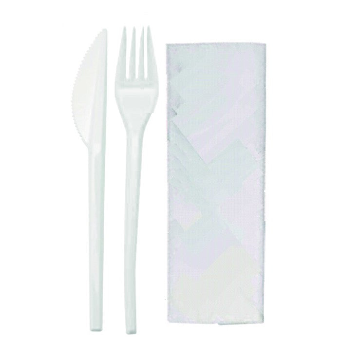 Kit 3/1 cubiertos PS blancos A165mm - 50Uds