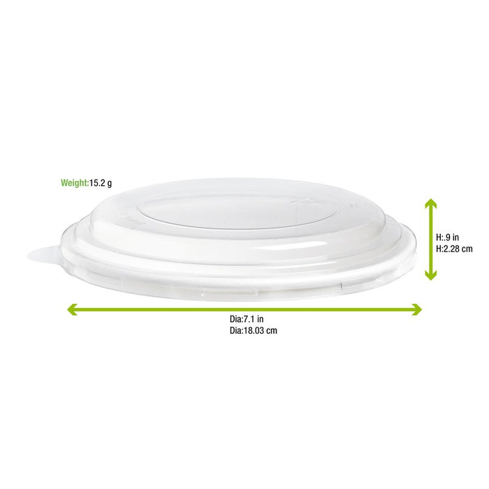 Tapa plana transparente RPET Ø187mm - 25Uds