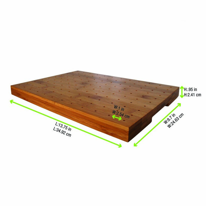 Soporte rectangular de bambú para 120 pinchos 300x250mm A23mm - 1Uds