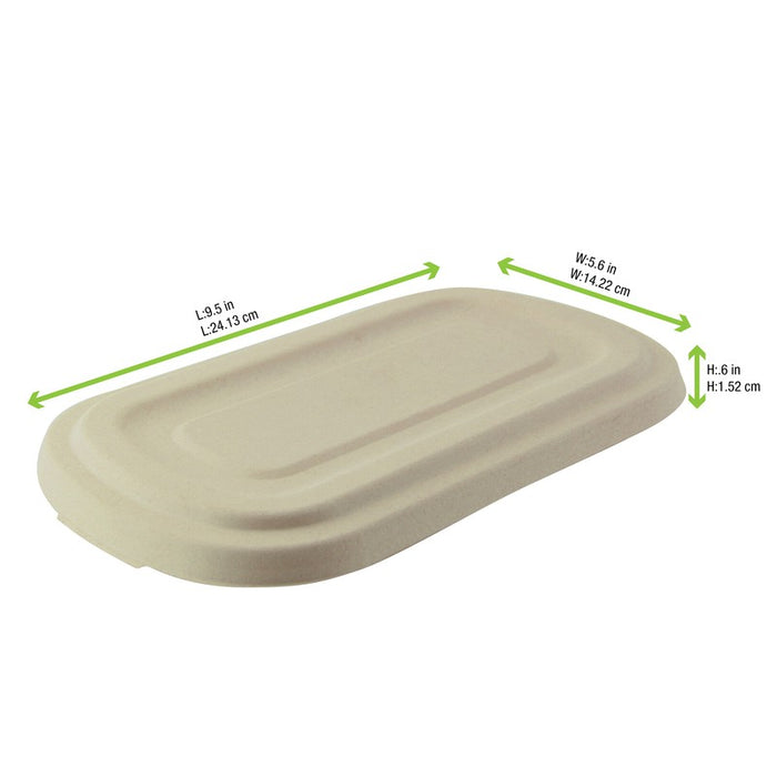 Tapa plana rectangular marrón de pulpa 269x139mm A16mm - 125Uds