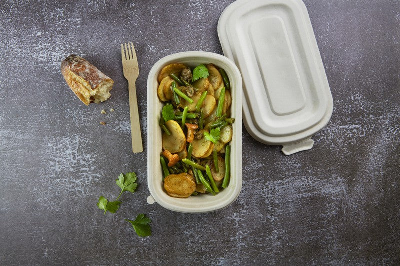 Tapa plana rectangular marrón de pulpa 269x139mm A16mm - 125Uds