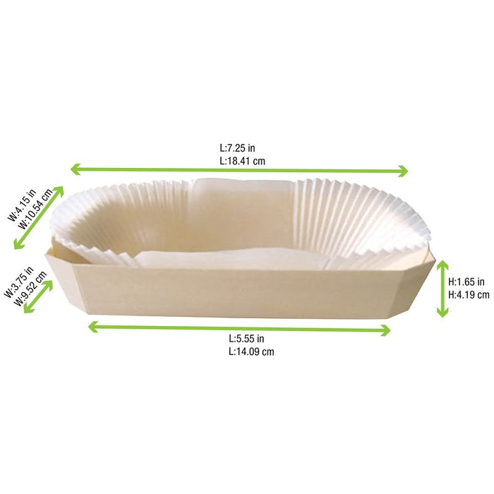 Molde de cocción rectangular exterior de madera y molde de papel interior 600ml 186x115mm A39mm - 20Uds