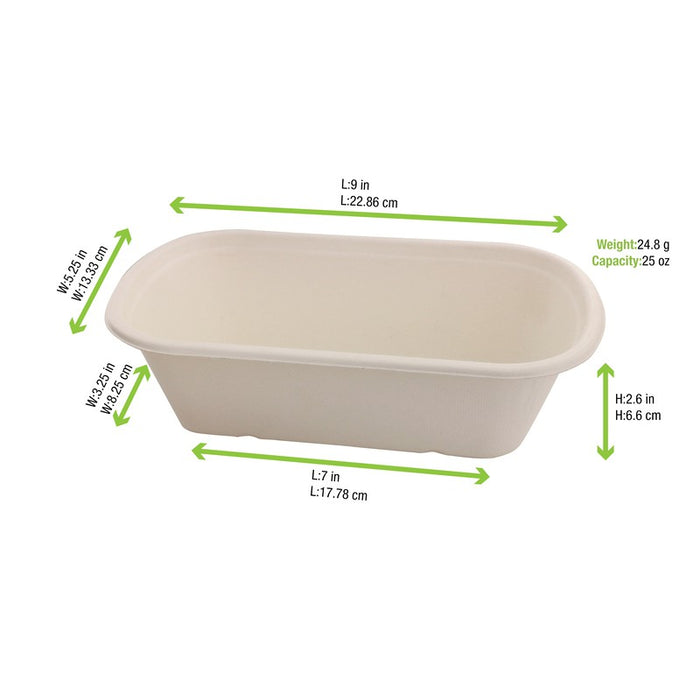 Ensaladera rectangular de pulpa 1150ml 230x135mm A65mm - 125Uds