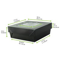 Caja cuadrada de cartón negro con tapa ventana KRAY 700ml 135x135mm A50mm - 25Uds
