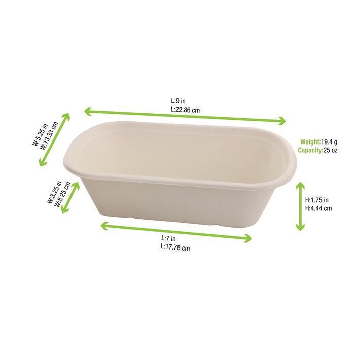 Ensaladera rectangular de pulpa 750ml 229x134mm A44mm - 125Uds