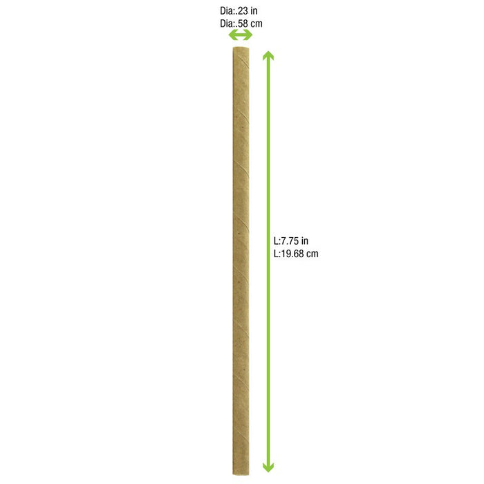 Pajita de papel kraft envuelta individualmente A197mm - 500Uds