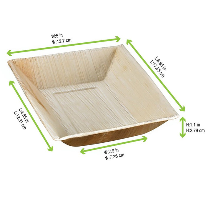 Plato rectangular de hoja de palmera 177x127mm A30mm - 25Uds