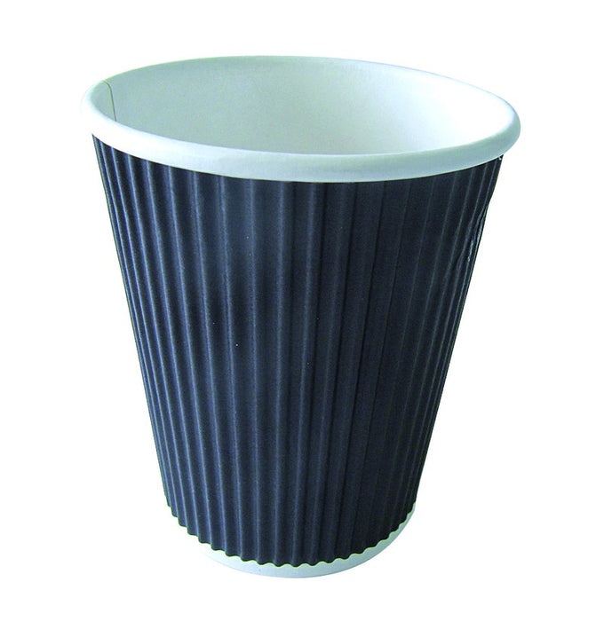 Vaso Rippley de cartón corrugado negro de doble pared 230ml A92mm - 40Uds