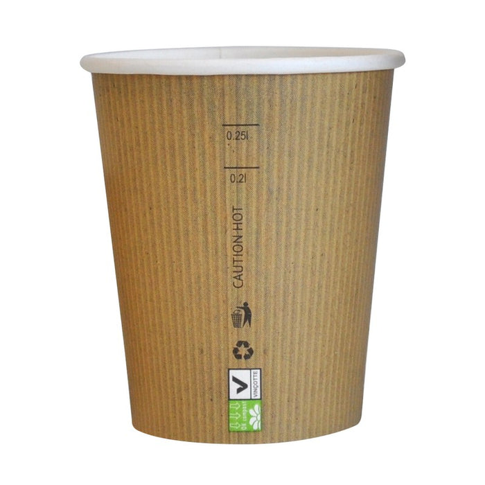 Vaso Nature Cup de cartón kraft estriado 230ml A92mm - 50Uds