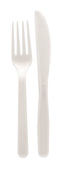 Kit 2/1 cubiertos PS blancos A170mm - 250Uds