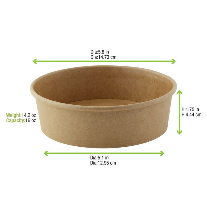 Ensaladera redonda multiusos BUCKATY cartón kraft 480ml Ø150mm A45mm - 45Uds