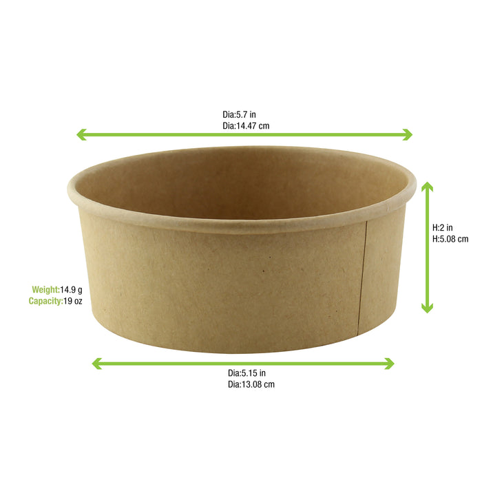 Ensaladera redonda multiusos BUCKATY cartón kraft cartón kraft 580ml Ø150mm A50mm - 45Uds