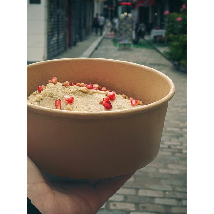 Combo Ensaladera redonda cartón kraft BUCKATY con tapa PP 1200ml Ø185mm A65mm - 25Uds