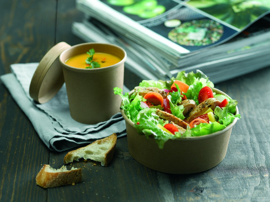 Ensaladera redonda multiusos BUCKATY cartón kraft 1000ml Ø185mm A60mm - 45Uds