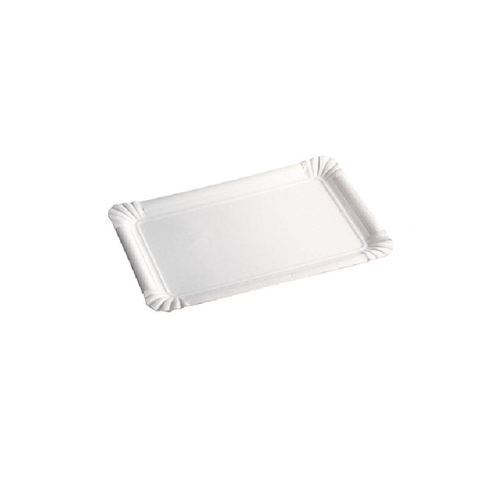 Plato rectangular de cartón blanco 200x130mm - 12Uds