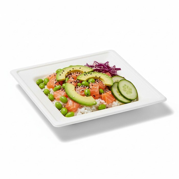 Plato blanco cuadrado de pulpa 160x160mm - 24Uds