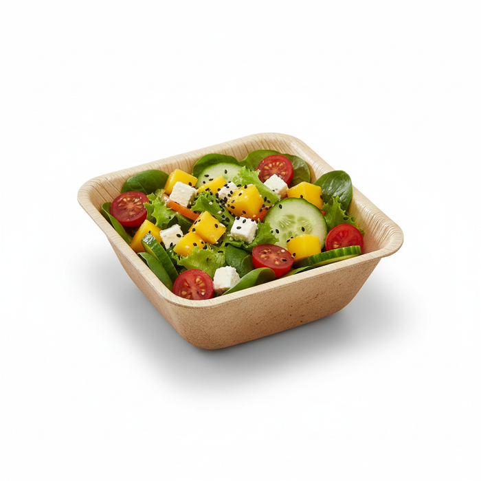 Cuenco cuadrado de hoja de palma 130x130mm A50mm - 10Uds