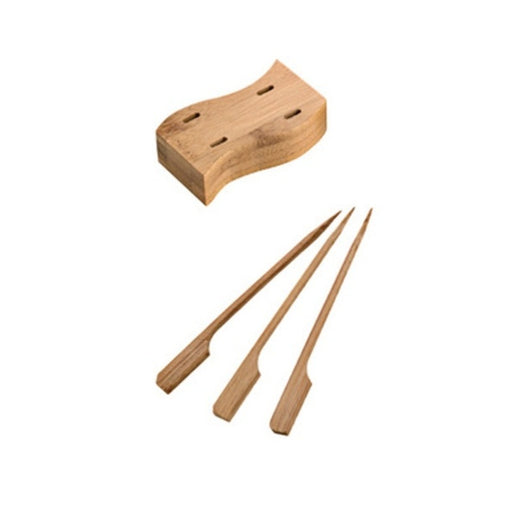 Soporte bambú para pinchos con 4 agujeros y 20 pinchos Teppo Gushi 80x40x20mm - 21Uds