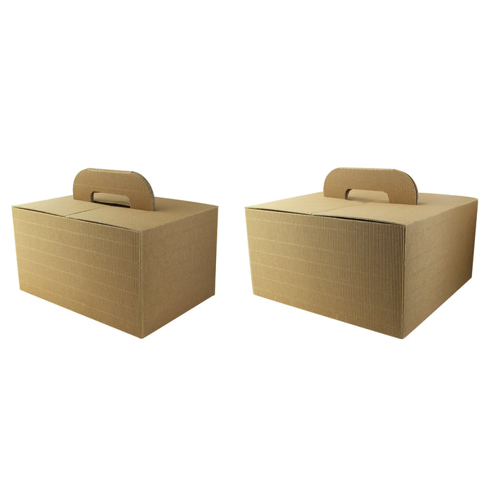 Caja de cartón ondulado kraft LUNCHNGO con asa 335x335mm A175mm - 1Uds