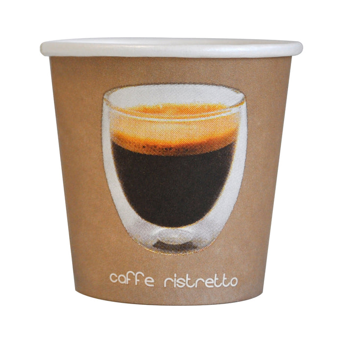 Vaso de cartón kraft con decoración Ristretto 120ml A60mm - 100Uds