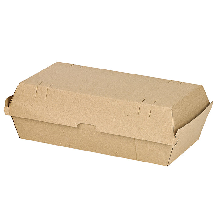 Caja de cartón kraft para hamburguesas microcanal 225x125mm A82mm - 25Uds