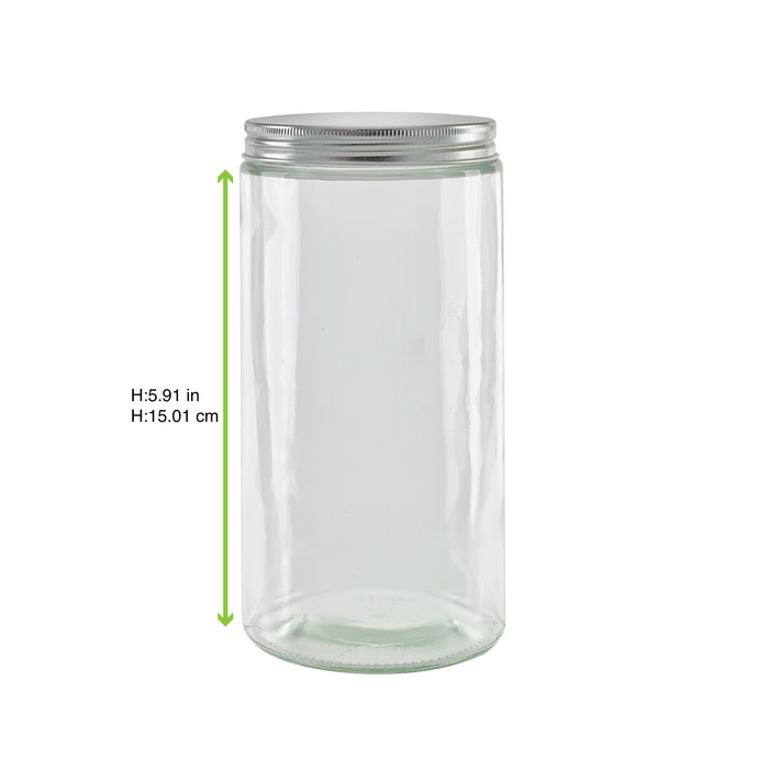 Tarro de Cristal BOKOJAR redondo con tapa de aluminio 750ml Ø88mm A139mm - 30Uds