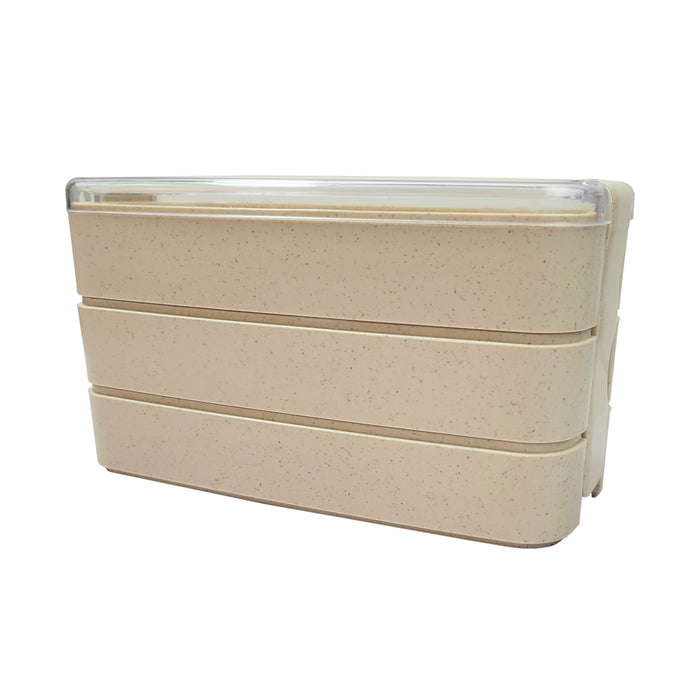 Caja Bento Reutilizable Huskly DE 3 CAPAS Beige 900ml 185x80mm A103mm - 20Uds