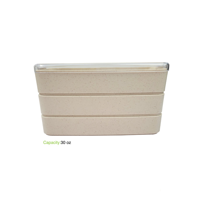 Caja Bento Reutilizable Huskly DE 3 CAPAS Beige 900ml 185x80mm A103mm - 20Uds