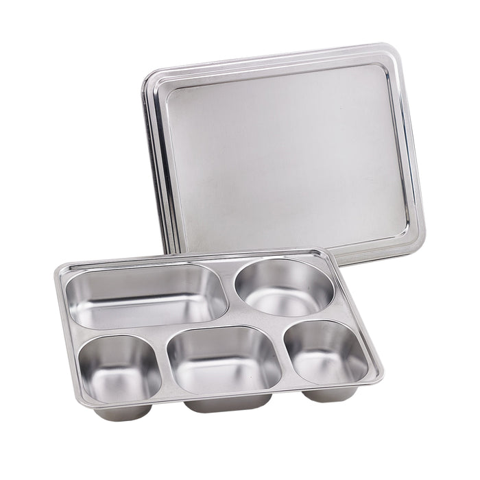 Noxtray Bandeja de acero inoxidable 5 compartimentos con tapa de pp 280x220mm A40mm - 10Uds