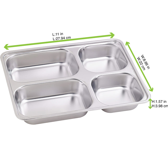 Noxtray Bandeja de acero inoxidable 4 compartimentos con tapa de pp 280x220mm A40mm - 10Uds