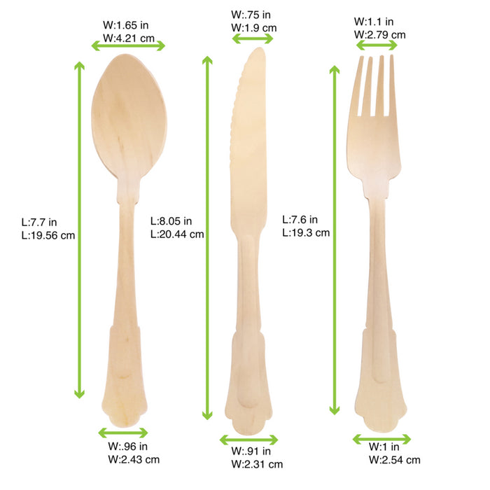 Kit cubiertos de madera barroco A195mm - 144Uds