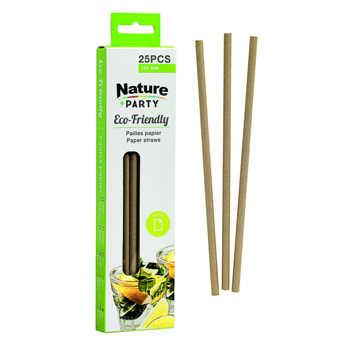 Pajita de papel kraft A197mm - 25Uds