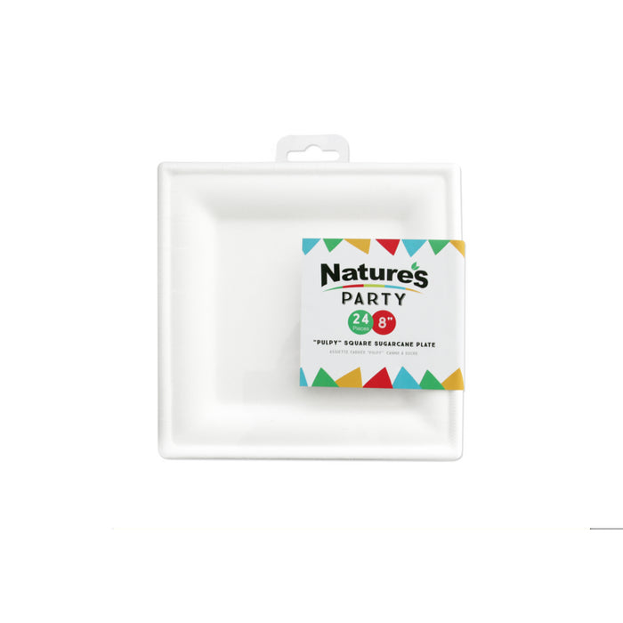 Plato blanco cuadrado a base de pulpa 200x200mm A12mm - 24Uds